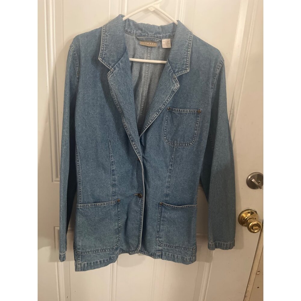 Liz Claiborne Lizwear denim button front jacket size 8